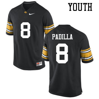 Youth #8 Alex Padilla Iowa Hawkeyes College Football Jerseys Sale-Black